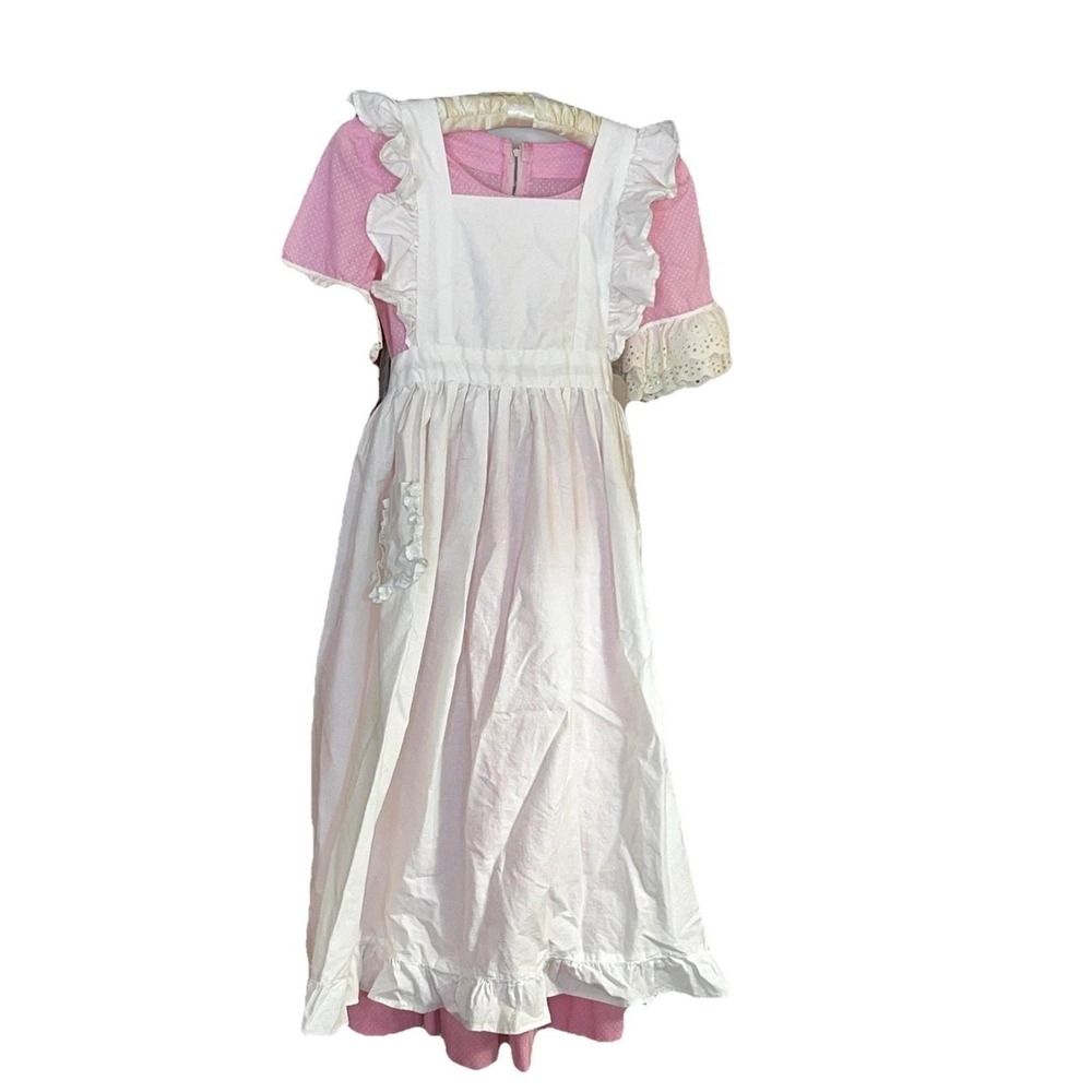 Girls Pioneer Prairie Dress & Apron Costume Homemade‎ Floral Cottagecore Look